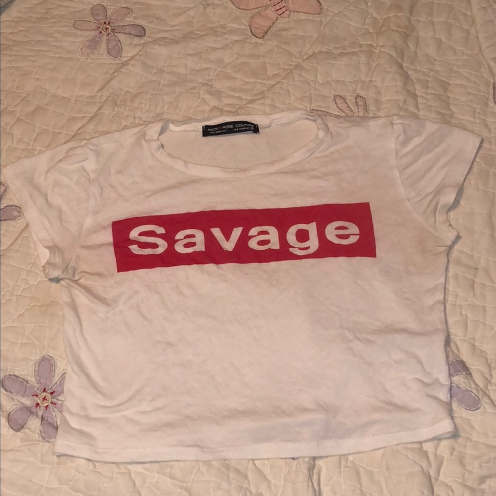 white savage crop top